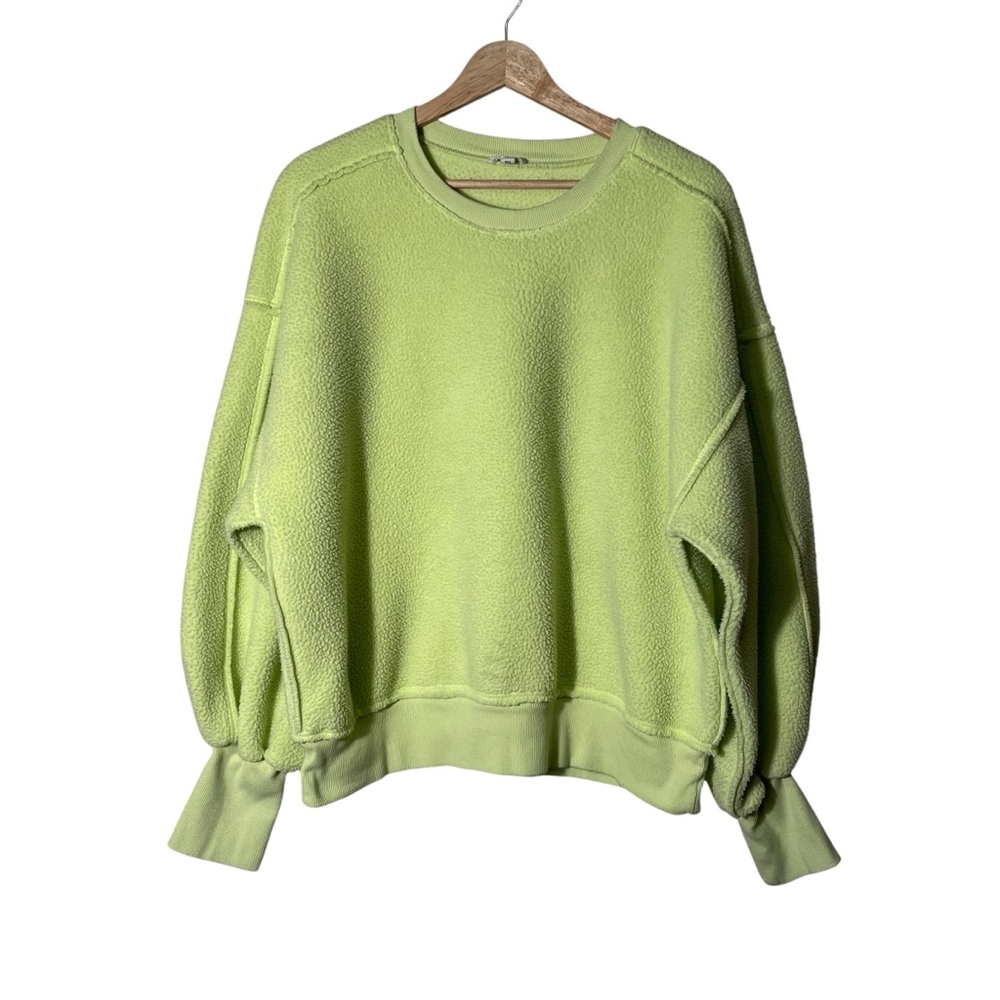 Pilcro Light Neon Green Fleece Crew Neck Sweater - Picture 2 of 9